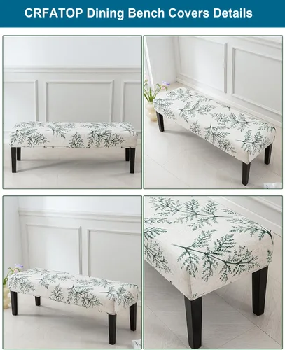 Vista 2 de CRFATOP Funda de cojín rectangular estampada para banco de comedor, elástica, extraíble y lavable, protector de banco tapizado para comedor, sala