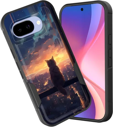 Vista 75 de Funda para Pixel 6A, funda híbrida de doble capa resistente a prueba de golpes de policarbonato duro de silicona suave TPU para Google Pixel 6A
