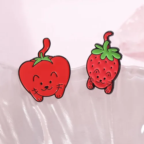 Vista 4 de Broche esmaltado de gato lindo para chaquetas, mochilas, 7 piezas de dibujos animados de animales esmaltados, insignias para mujer, fresa dulce