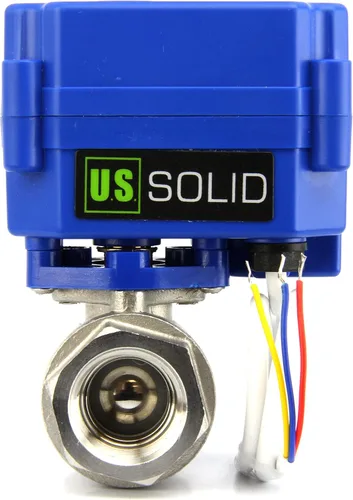 Vista 9 de Válvula de bola motorizada de 1/2 pulgada U.S. Solid Brass 9-24V AC/DC de 3 cables con cierre automático de puerto completo con anulación manual