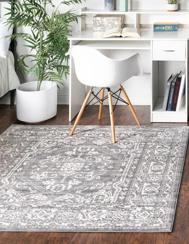 Vista 23 de Unique Loom Boston Collection - Alfombra de área con medallón (2 x 8 pies, color blanco y gris)