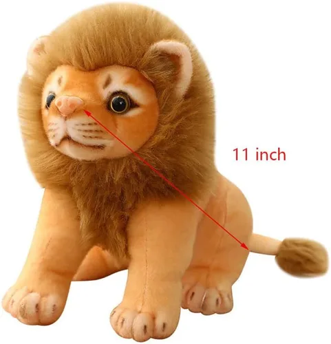 Vista 5 de Juguete de peluche de león, león de peluche dorado, animales de simulación de felpa de 11 pulgadas, regalos realistas de león de peluche para niños