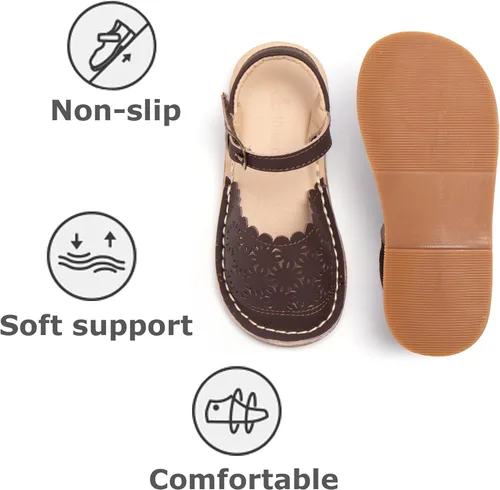 Vista 64 de THEE BRON Sandalias cómodas para niñas, zapatos para niños, sandalias rellenas