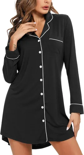 Vista 2 de Leikar Camisón de maternidad para mujer, pijama de lactancia de manga larga