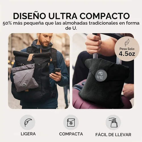 Vista 5 de Almohada Trtl probado científicamente super suave cuello apoyo almohada de viaje se puede lavar a máquina