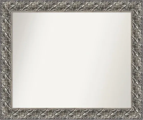 Vista 201 de Amanti Art Espejo de baño plateado para sobre fregadero, 26 x 26 pulgadas, espejo cuadrado de níquel pulido, marco de madera tradicional mediano, se