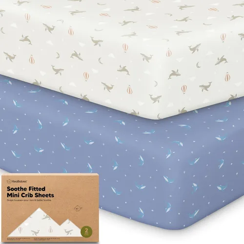 Vista 40 de 2 paquetes de sábanas ajustadas para mini cuna - 38x26 sábanas Pack N Play para colchón Pack and Play, algodón orgánico, ropa de cama transpirable