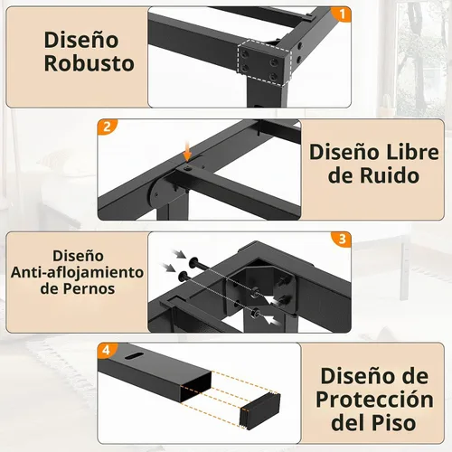 Vista 6 de VINGLI Marco de cama individual de 16 pulgadas, plataforma de metal resistente, no necesita somier, soporte de listones de acero resistente, fácil