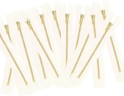 Vista 4 de 10 cremalleras de dientes de metal dorado de latón (3 pulgadas, negro)