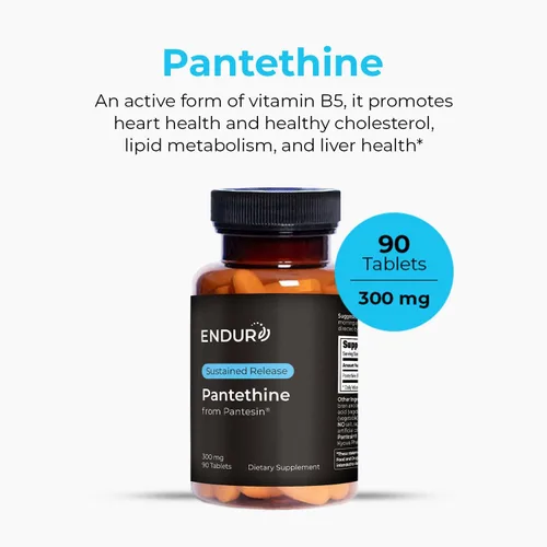 Vista 2 de Endurance Products Endur Pantethine de Pantesin, función hepática y suplemento de equilibrio de colesterol saludable, fórmula de liberación