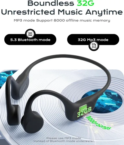 Vista 5 de DEMICEA Auriculares deportivos de oído abierto, auriculares inalámbricos de conducción ósea de silicona suave, graves potentes, duración de 10