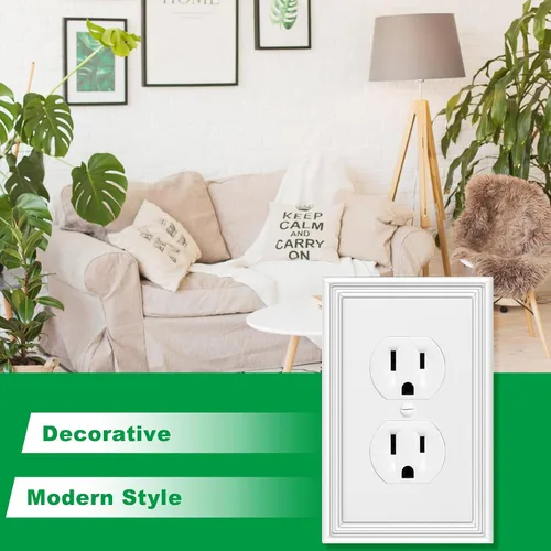 Vista 4 de Cubiertas blancas para enchufes de pared, placa decorativa moderna para interruptor de luz, cubierta de enchufe, placas de interruptor, cubierta