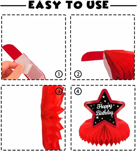 Vista 4 de Centros de mesa con diseño de panal rojo y negro de feliz 35 años, decoración temática de globos, decoración de mesa para niñas y mujeres, princesa
