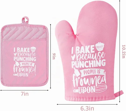Vista 2 de 6 guantes de algodón para horno, soportes para ollas, resistentes a las mujeres, resistentes a la máquina, guantes de microondas con lazo