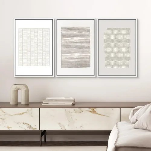Vista 309 de SIGNWIN Lienzo enmarcado para pared, juego de arte neutro de bosque brumoso, ilustraciones en tono tierra, arte moderno, decorativo, bohemio
