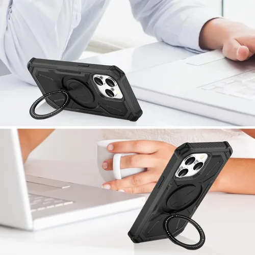 Vista 6 de Para iPhone 15 Pro Max Funda Con Soporte A Prueba De Golpes 15 Pro Max Cubierta Protectora Para 15 Pro Max 2023 6.7 Pulgadas - Negro