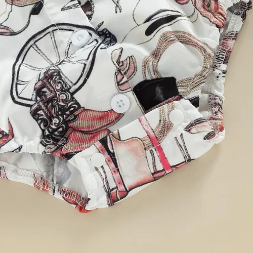 Vista 8 de Kayotuas Ropa occidental para bebé, camisa vaquera, mameluco de manga largacorta, con botones, mono para caballero