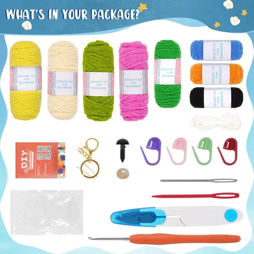 Vista 3 de Hadwoer Kit de ganchillo para principiantes, kit de animales de ganchillo, kit de animales de ganchillo con tutoriales en video paso a paso
