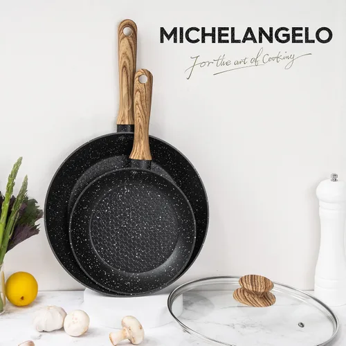 Vista 7 de MICHELANGELO Sartén antiadherente con tapa, sartenes antiadherentes de 8 pulgadas con revestimiento saludable, sartén pequeña con mango que se