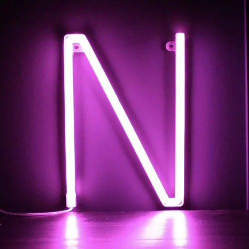 Vista 5 de Letrero de neón, letras de neón, letras del alfabeto de neón iluminadas, letras con luces LED, letras de marquesina iluminadas, batería, USB, rosa