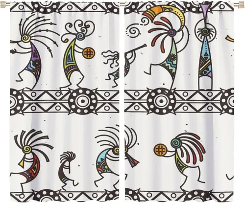Vista 29 de Kokopelli - Cortinas opacas para cocina, decoración de sala de estar, dormitorio, 21 x 45 pulgadas, 2 paneles