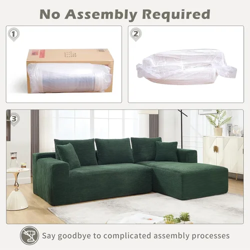 Vista 6 de Sofá modular de 108.3 pulgadas para sala de estar, sofá moderno sin hueso, sofá tapizado de espuma de nube con diván, sofá en forma de L