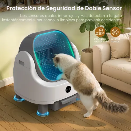 Vista 4 de OROLEY Caja de arena automática para gatos, caja de arena autolimpiante con monitoreo de aplicación, capacidad extragrande, sistema de control