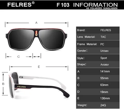 Vista 4 de FELRES Gafas de sol clásicas de aviador para hombre para conducción al aire libre deportes ciclismo polarizadas F103
