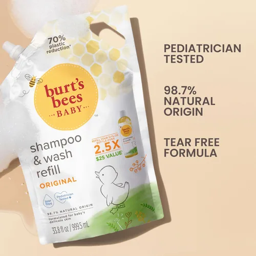 Vista 14 de Burt's Bees Recambio de champú y lavado para bebés, original, 33.8 fl. oz.