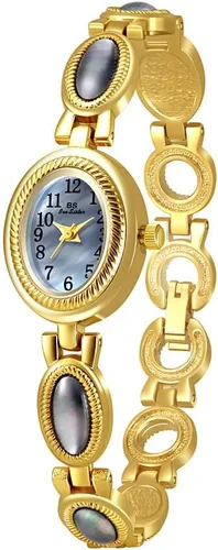 Vista 2 de CARLIEN Reloj de pulsera de cuarzo ovalado para mujer, de lujo, delicado, dorado, plateado, perla y números arábigos, fácil de leer, resistente al