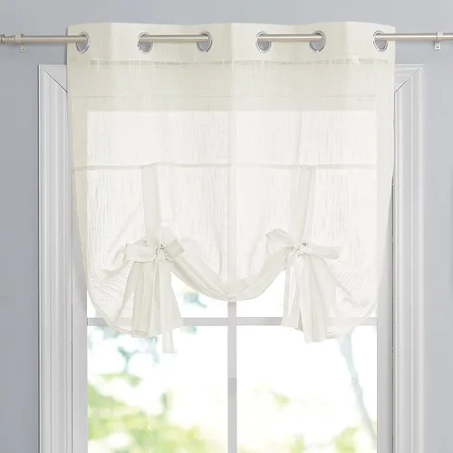 Vista 9 de Pony Dance Cortinas de ventana de baño, pantalla con lazo para dormitorio, filtro de luz, semitransparente, cortinas romanas elegantes para Blanco