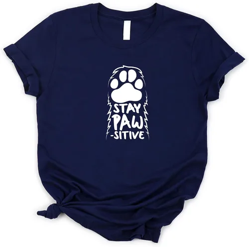 Vista 3 de Stay Pawsitive Shirt, Dog Parent Tee, Paw Love Shirt, Paw Love Tee, Dog Lover Shirt, Paw Print Heart Shirt, Paw Print Shirt