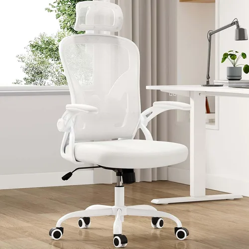 Vista 11 de Silla de oficina ergonómica con soporte lumbar, silla de escritorio de respaldo alto, silla ejecutiva giratoria para computadora, altura ajustable