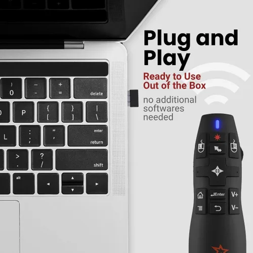 Vista 9 de PR-820 Clicker de Presentación Inalámbrico con Puntero Láser, Clicker de PowerPoint con Ratón en el Aire, Control Remoto para Diapositivas, Google