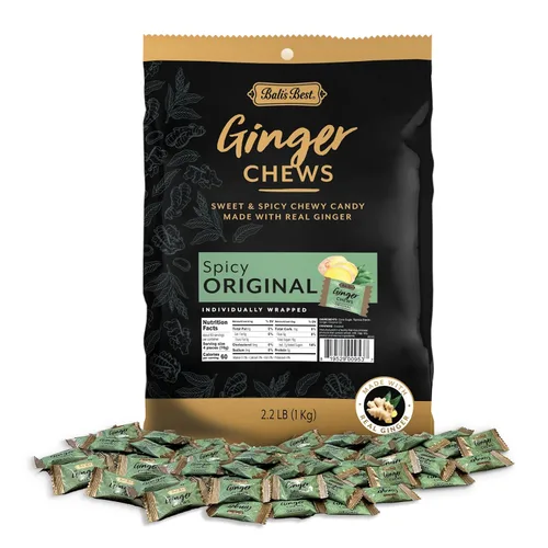 Vista 5 de Bali's Best Ginger Chews - Sabor a limón picante (bolsa a granel de 2.2 libras) 100% jengibre real, dulces de jengibre masticables dulces picantes