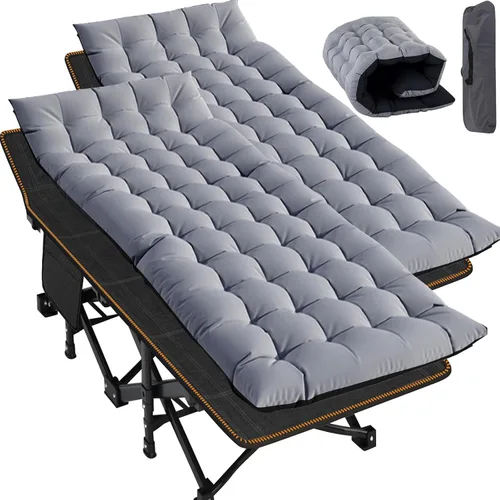 Vista 17 de Slsy Catre de camping plegable para adultos con almohadilla, catres de dormir portátiles acolchados, cama de campamento con bolsa de transporte