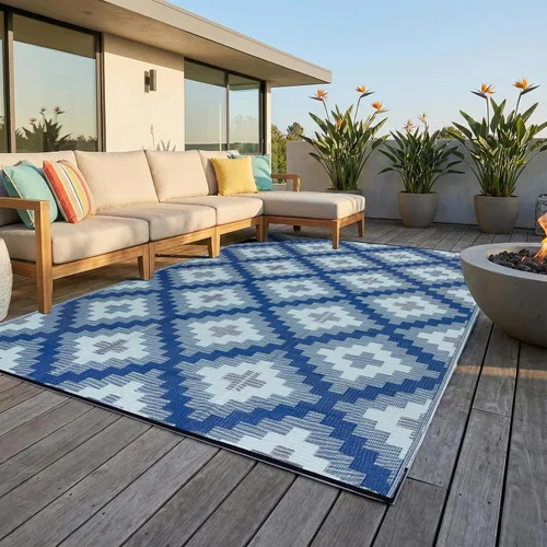 Vista 18 de FH Home - Alfombra para exteriores de camping, impermeable, resistente a la decoloración, reversible, plástico reciclado de alta calidad, a rayas