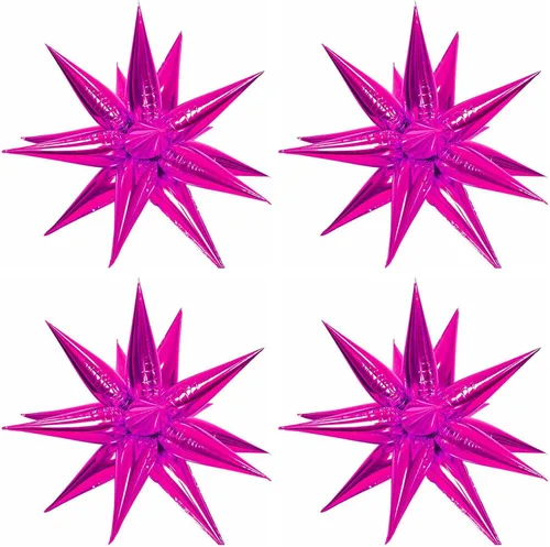 Vista 18 de 50 globos de aluminio negro con forma de cono de estrella grande de 26 pulgadas, globos de Mylar de estrella de explosión negra de 12 puntos 3D