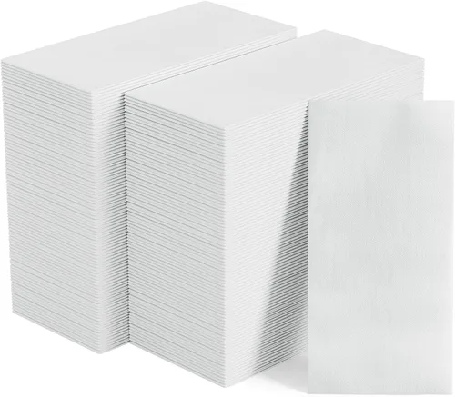 Vista 9 de Paquete de 100 toallas de mano desechables para baño, toallas de papel suaves y absorbentes, desechables, decorativas, para cocina, fiestas, bodas