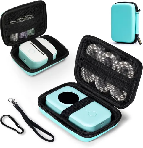 Vista 10 de Memoking T02 Estuche rígido de almacenamiento – Compatible con Phomemo D30, SUPVAN E10, NIIMBOT D11, JADENS D110 y más, con bolsillo de malla