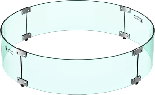 Vista 8 de Skyflame Protector de viento redondo de vidrio para hoguera de 17 pulgadas, protector de llama de vidrio templado transparente para propano al aire