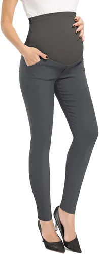 Vista 2 de fitglam Pantalones de maternidad para mujer, para el trabajo, pantalones de embarazo, pantalones de oficina sobre el vientre, pantalones elásticos
