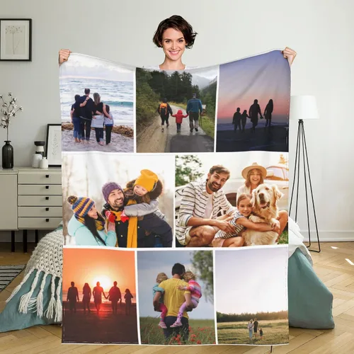 Vista 11 de Manta personalizada con texto de fotos, manta personalizada con mis propias fotos, manta conmemorativa personalizada para madres para mamá, papá