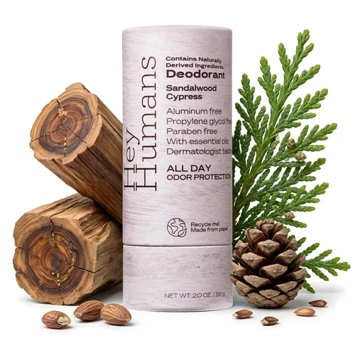 Vista 35 de Hey Humans Desodorante, desodorante sin aluminio para mujeres y hombres, contiene ingredientes derivados naturalmente, control de olores durante