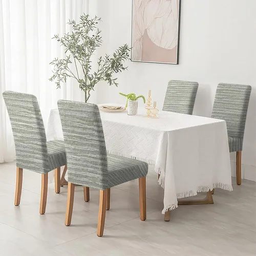 Vista 4 de Juego de 2 fundas para sillas de comedor y sala de estar, elásticas, extraíbles, lavables, resistentes a las manchas