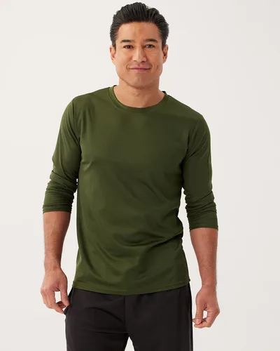 Vista 2 de Paquete de 3 camiseta de manga larga de malla que absorbe la humedad para hombre, protección solar UV, camiseta deportiva deportiva activa