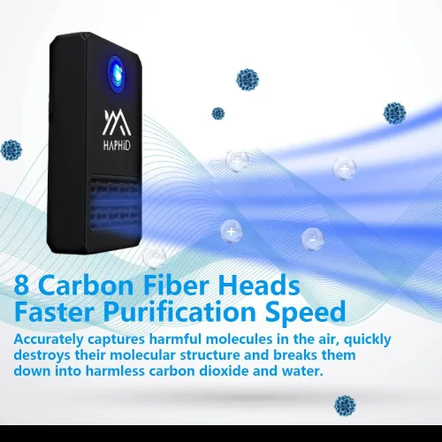 Vista 4 de Purificador de aire ionizador, desodorante de arena para gatos adopta tecnología de aniones con 8 cabezales de fibra de carbono con 40 millones