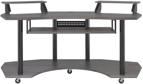 Vista 4 de Acme Escritorio de estudio de grabación de música de 71 pulgadas con bandeja de teclado de almacenamiento de madera, bandeja en forma de ala y 2
