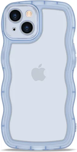 Vista 45 de Anuck Funda para iPhone 13 Pro con borde ondulado, diseño trasero transparente, agarre antideslizante, forma de marco rizado ondulado, a prueba