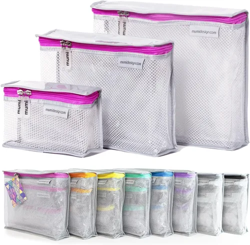 Vista 15 de MUMI Juego de 3 neceseres de viaje – Bolsas de aseo resistentes al agua para mujeres y hombres – Bolsas transparentes para artículos de tocador